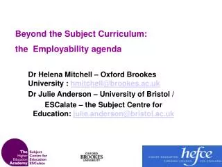 Beyond the Subject Curriculum: the Employability agenda