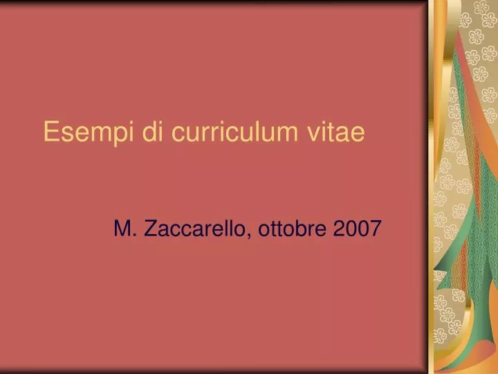 esempi di curriculum vitae