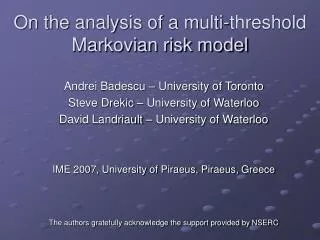 On the analysis of a multi-threshold Markovian risk model