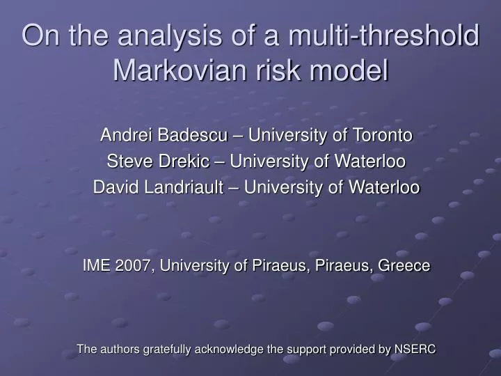 on the analysis of a multi threshold markovian risk model