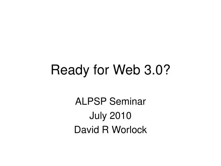 ready for web 3 0