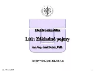 elektroakustika l 0 1 z kladn pojmy doc ing jozef juh r phd