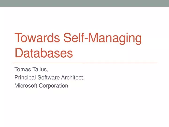 towards self managing databases