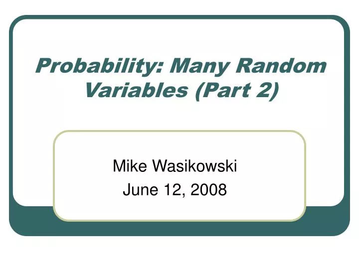 probability many random variables part 2