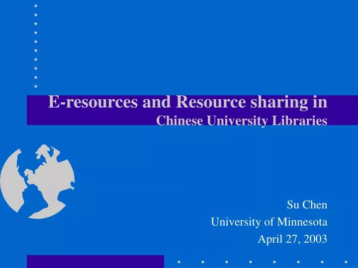 e resources and resource sharing in chinese university libraries
