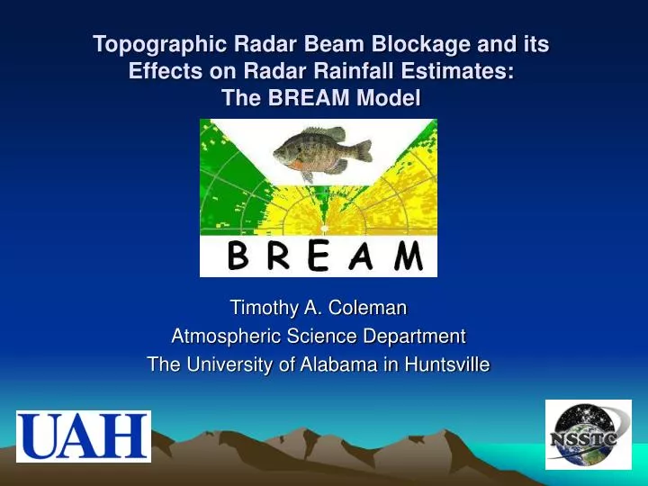 topographic radar beam blockage and its effects on radar rainfall estimates the bream model