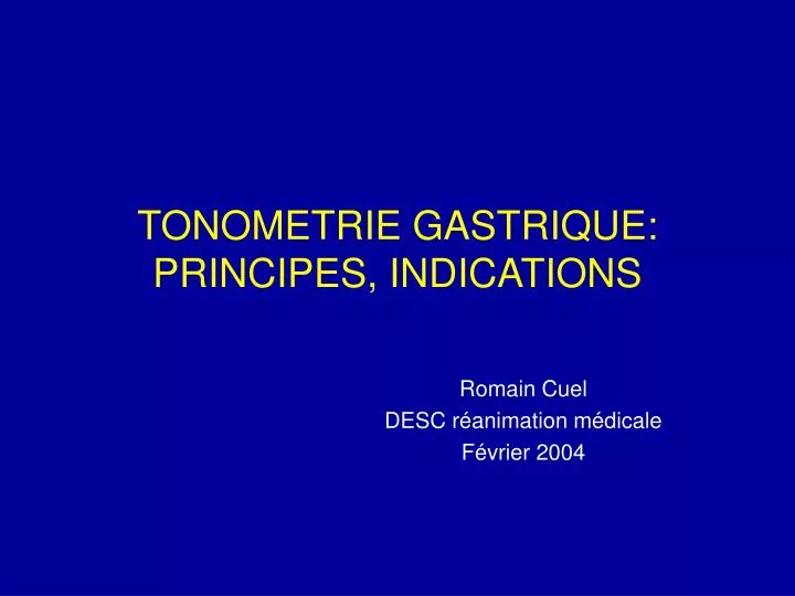 tonometrie gastrique principes indications