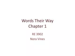 Words Their Way Chapter 1