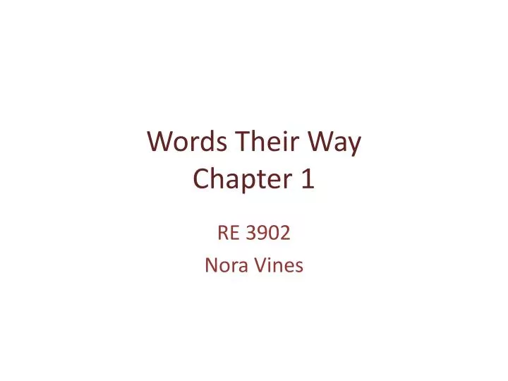 words their way chapter 1