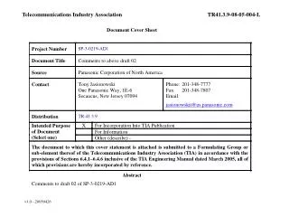 Telecommunications Industry Association	TR41.3.9-08-05-004-L