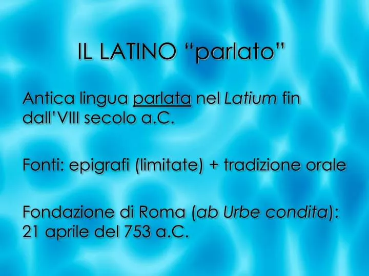 il latino parlato