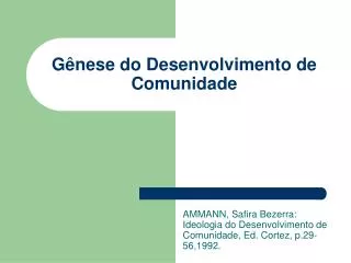 g nese do desenvolvimento de comunidade