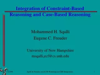 Integration of Constraint-Based Reasoning and Case-Based Reasoning