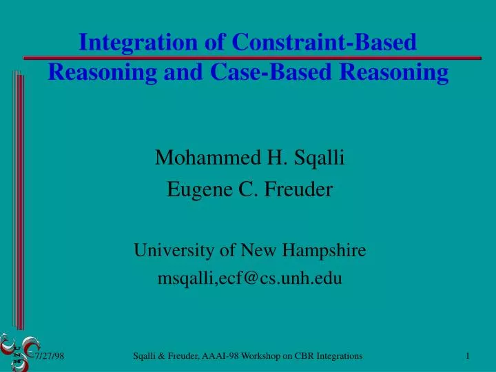 integration of constraint based reasoning and case based reasoning