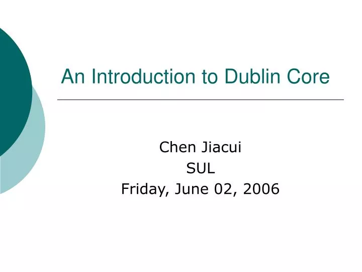 an introduction to dublin core