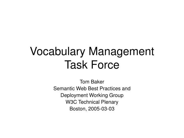 vocabulary management task force