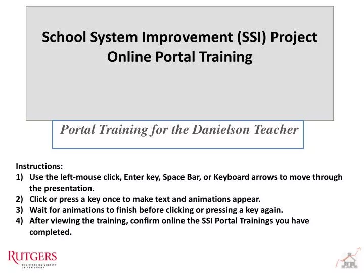 school system improvement ssi project online portal training