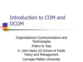 Introduction to COM and DCOM