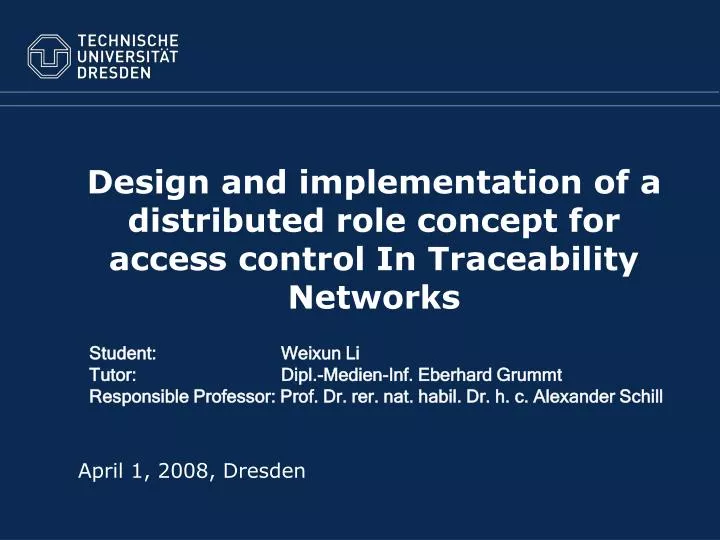 design and implementation of a distributed role concept for access control in traceability networks