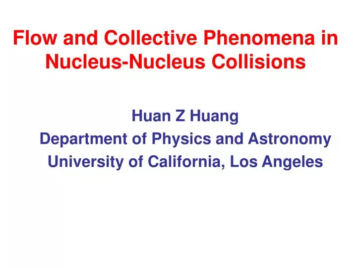 flow and collective phenomena in nucleus nucleus collisions