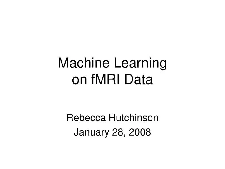 machine learning on fmri data