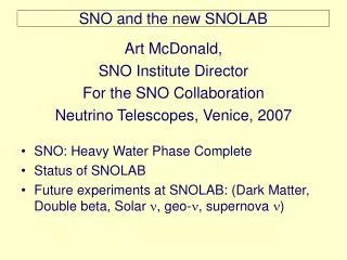 SNO and the new SNOLAB