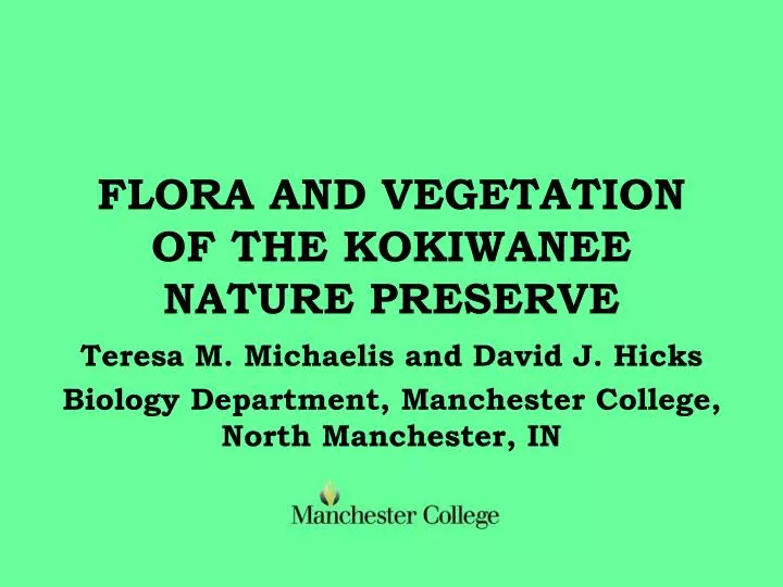 flora and vegetation of the kokiwanee nature preserve