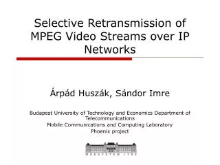 Selective Retransmission of MPEG Video Streams over IP Networks