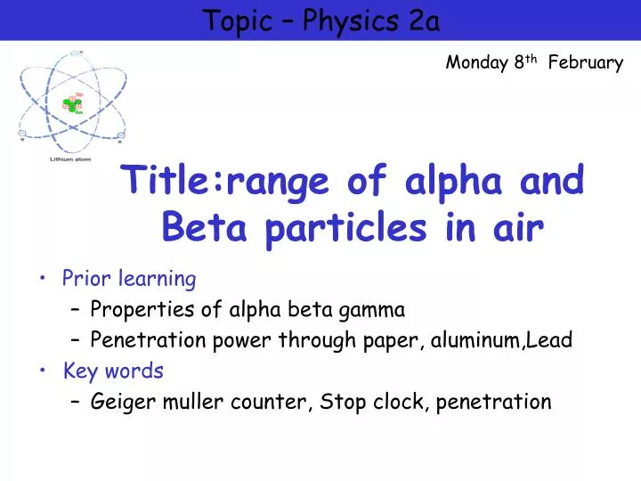 title range of alpha and beta particles in air