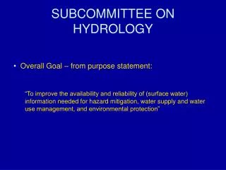 SUBCOMMITTEE ON HYDROLOGY