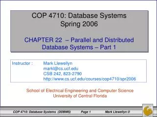 COP 4710: Database Systems Spring 2006