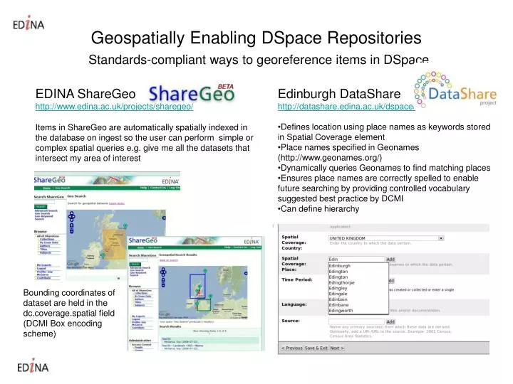 geospatially enabling dspace repositories standards compliant ways to georeference items in dspace