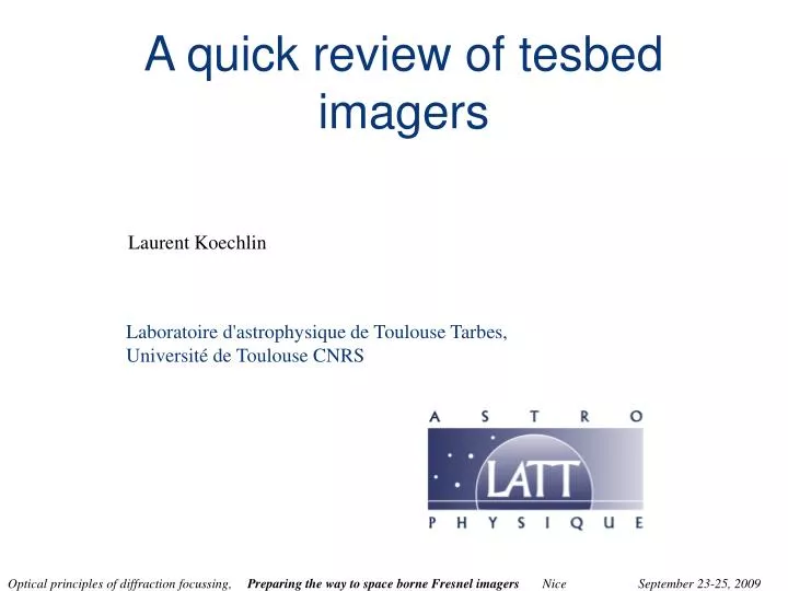 a quick review of tesbed imagers