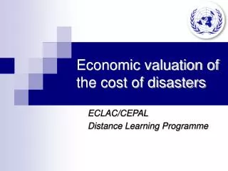 Economic valuation of the cost of disasters