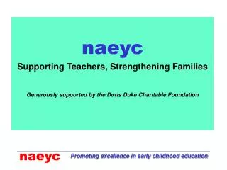 naeyc Supporting Teachers, Strengthening Families
