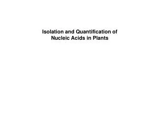 Isolation and Quantification of Nucleic Acids in Plants