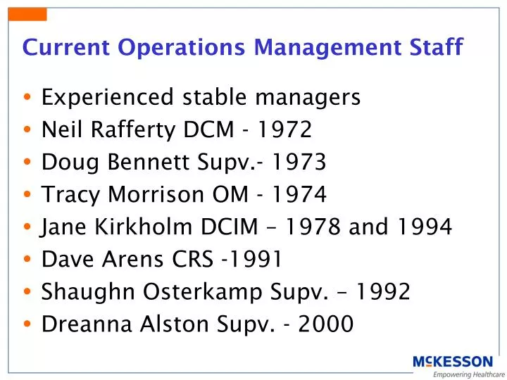 current operations management staff