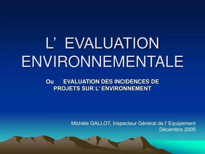l evaluation environnementale