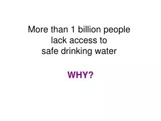 More than 1 billion people lack access to safe drinking water