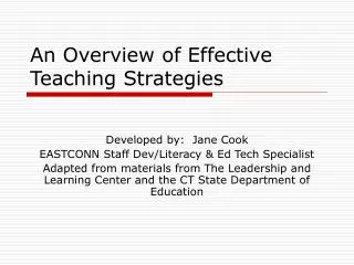 An Overview of Effective Teaching Strategies