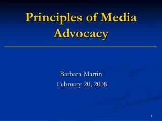 Principles of Media Advocacy