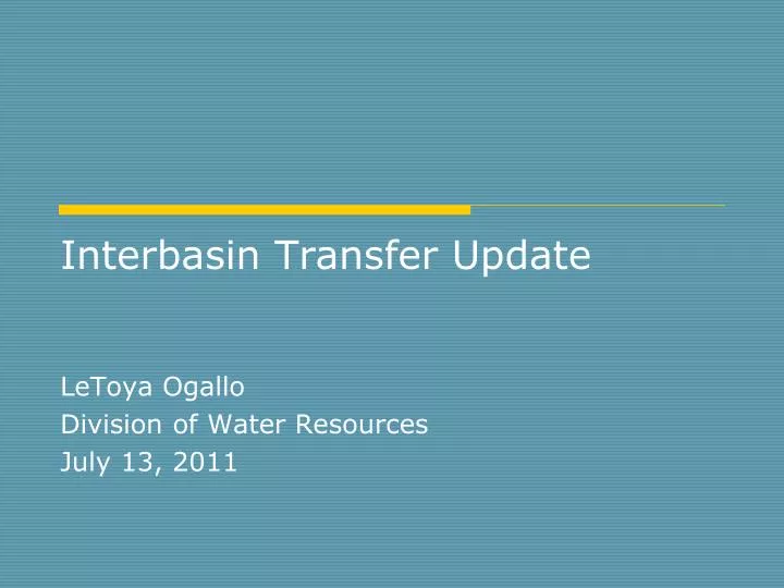 interbasin transfer update