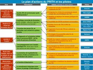 le plan d actions du prith et les pilotes