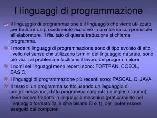 i linguaggi di programmazione