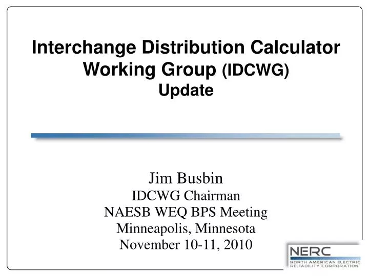 interchange distribution calculator working group idcwg update