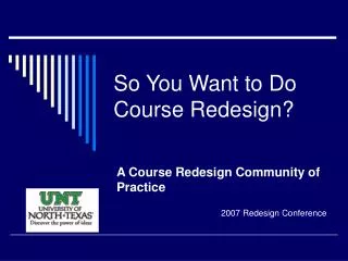 So You Want to Do Course Redesign?