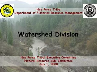 Nez Perce Tribe Department of Fisheries Resource Management