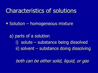 Characteristics of solutions