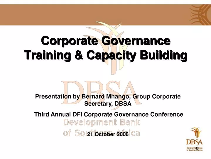 corporate governance training capacity building