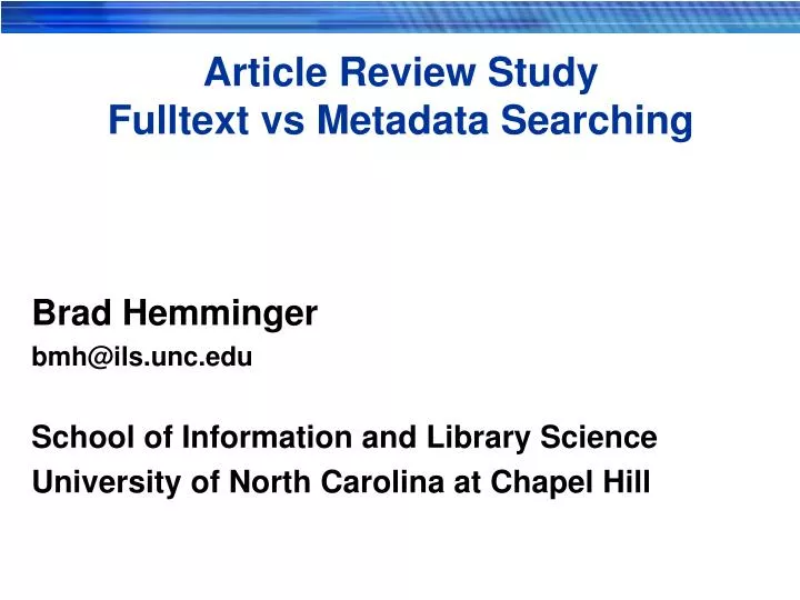 article review study fulltext vs metadata searching